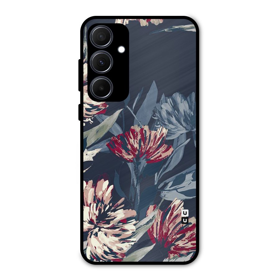 Red Rugged Floral Pattern Metal Back Case for Galaxy A35