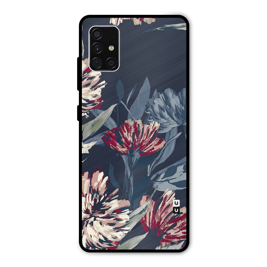 Red Rugged Floral Pattern Metal Back Case for Galaxy A51