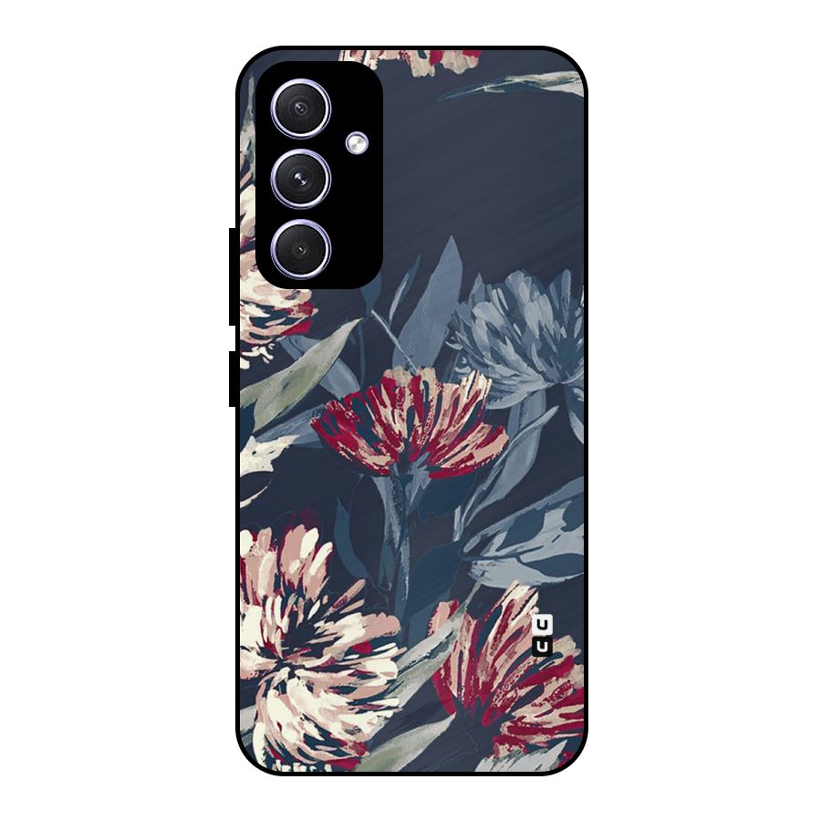Red Rugged Floral Pattern Metal Back Case for Galaxy A54