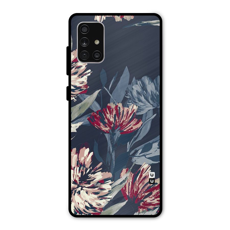 Red Rugged Floral Pattern Metal Back Case for Galaxy A71
