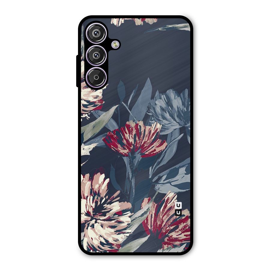 Red Rugged Floral Pattern Metal Back Case for Galaxy F15