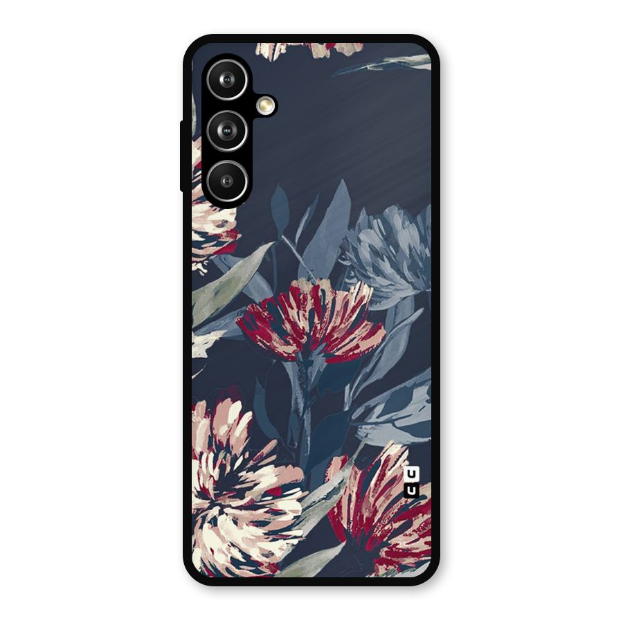 Red Rugged Floral Pattern Metal Back Case for Galaxy F54