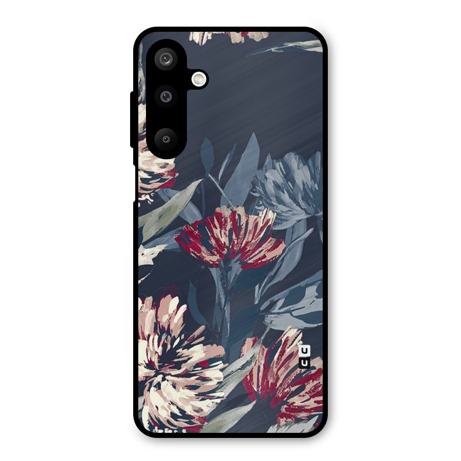 Red Rugged Floral Pattern Metal Back Case for Galaxy M16