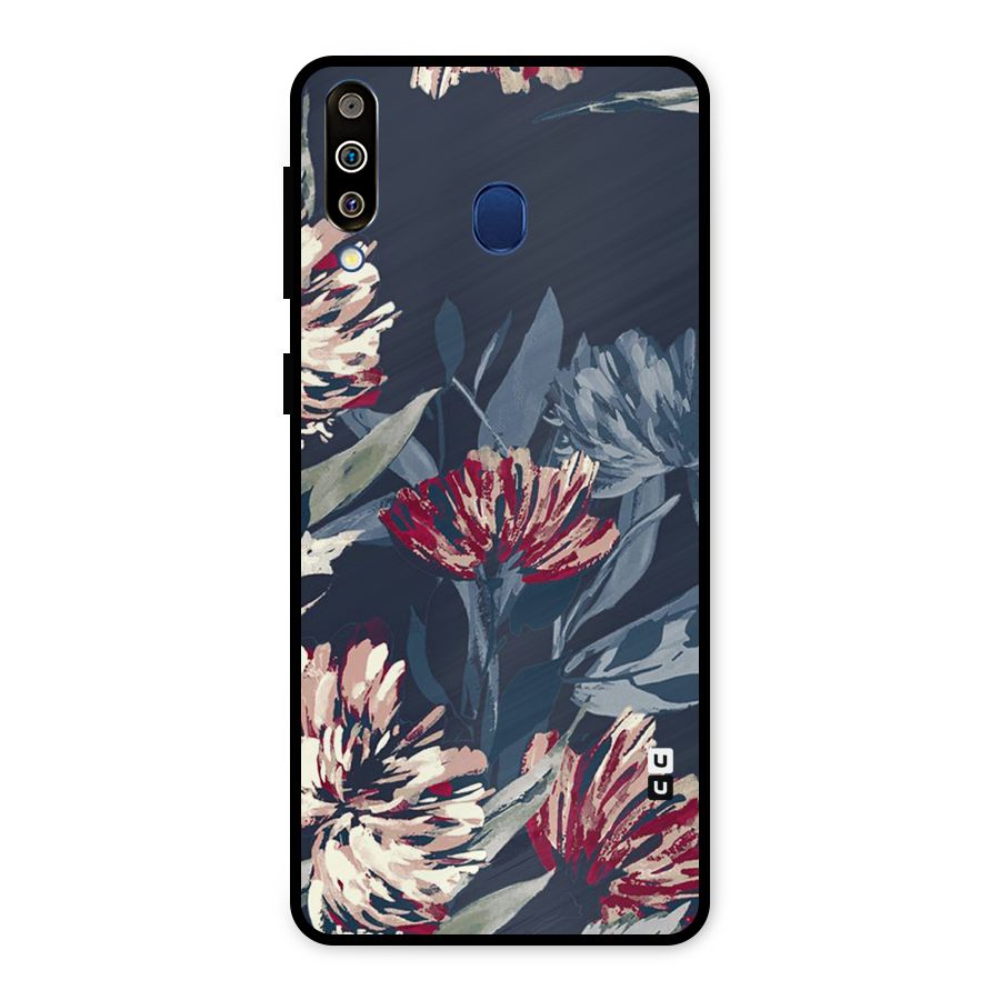 Red Rugged Floral Pattern Metal Back Case for Galaxy M30