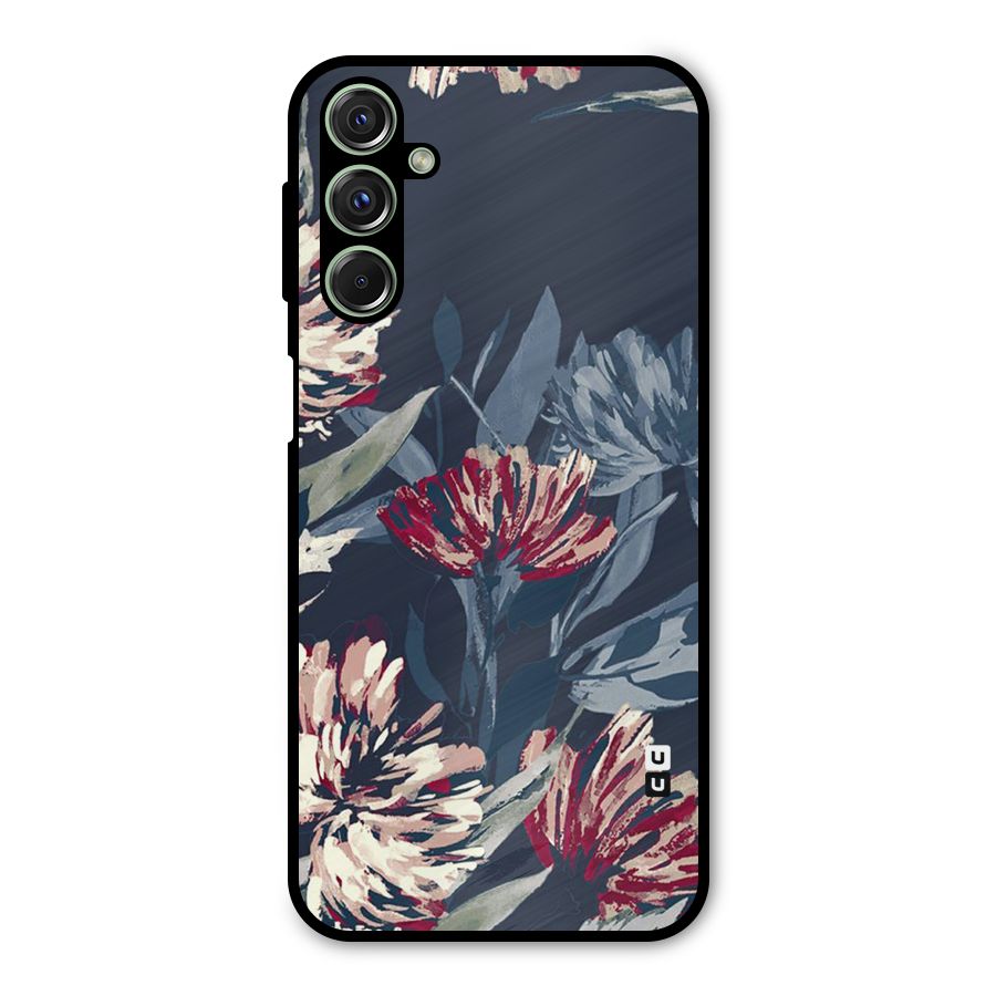 Red Rugged Floral Pattern Metal Back Case for Galaxy M34