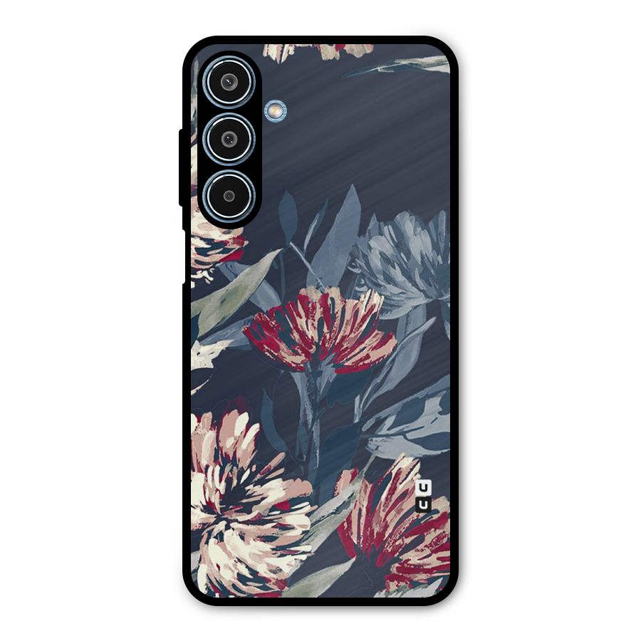 Red Rugged Floral Pattern Metal Back Case for Galaxy M35