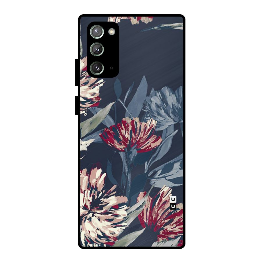 Red Rugged Floral Pattern Metal Back Case for Galaxy Note 20