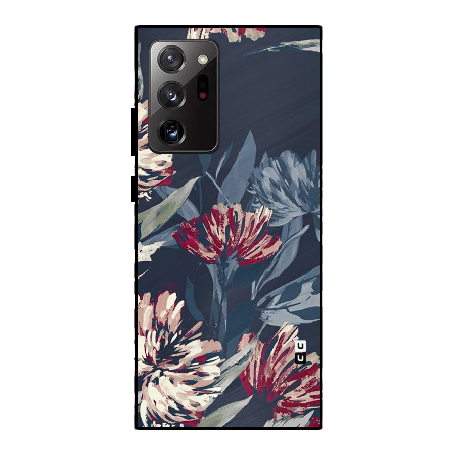 Red Rugged Floral Pattern Metal Back Case for Galaxy Note 20 Ultra 5G