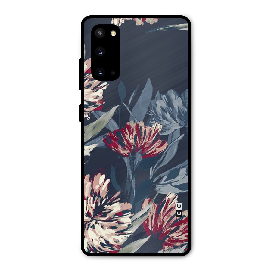Red Rugged Floral Pattern Metal Back Case for Galaxy S20