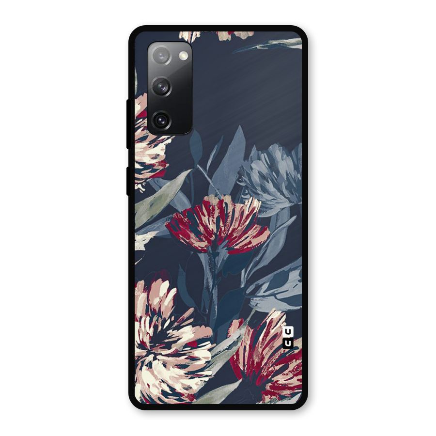 Red Rugged Floral Pattern Metal Back Case for Galaxy S20 FE