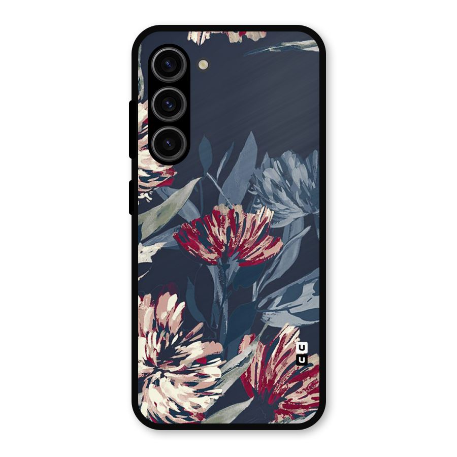Red Rugged Floral Pattern Metal Back Case for Galaxy S23
