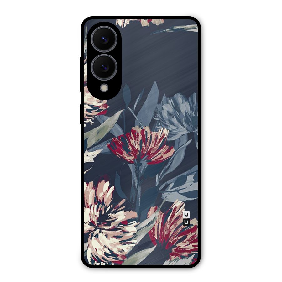 Red Rugged Floral Pattern Metal Back Case for Galaxy S25 Edge