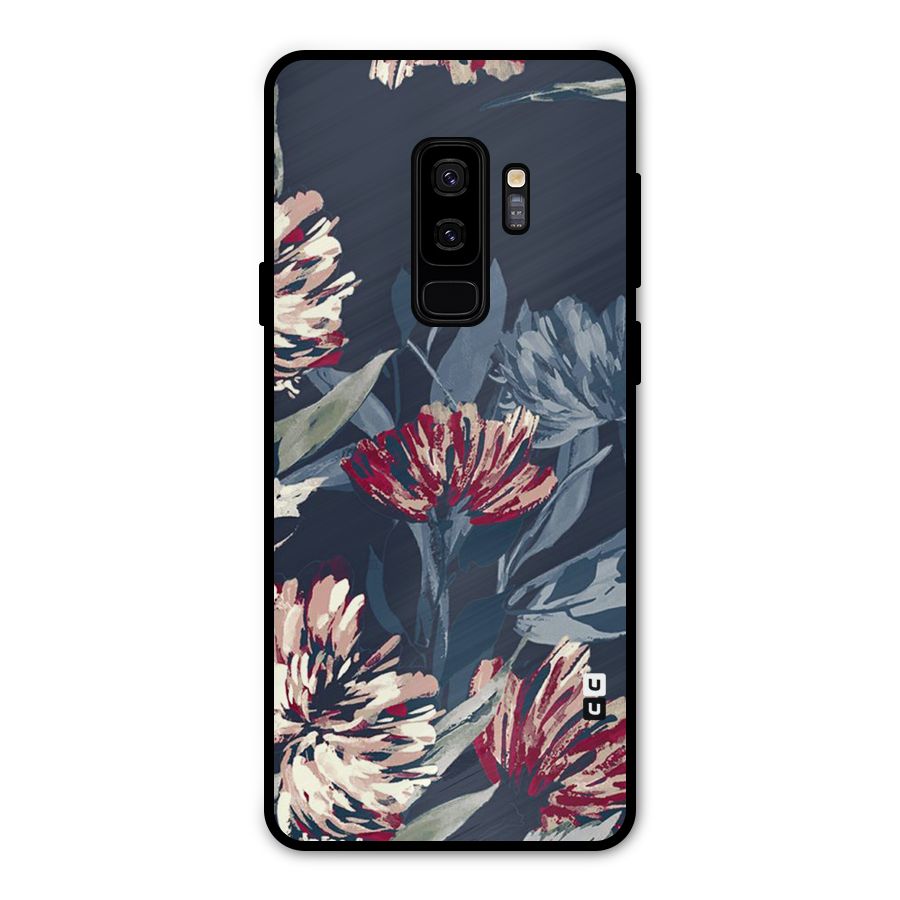 Red Rugged Floral Pattern Metal Back Case for Galaxy S9 Plus