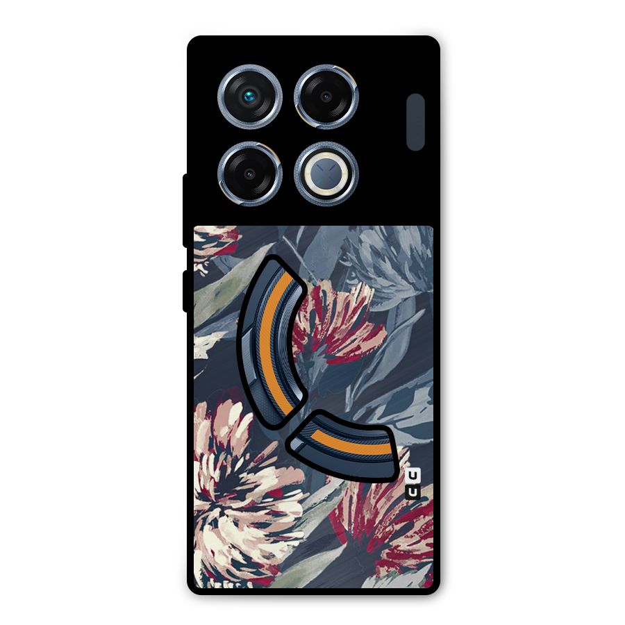 Red Rugged Floral Pattern Metal Back Case for Infinix GT 20 Pro