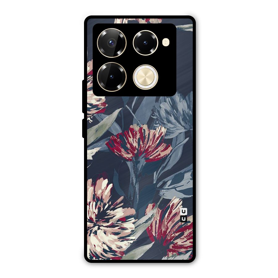 Red Rugged Floral Pattern Metal Back Case for Infinix Note 40 Pro Plus