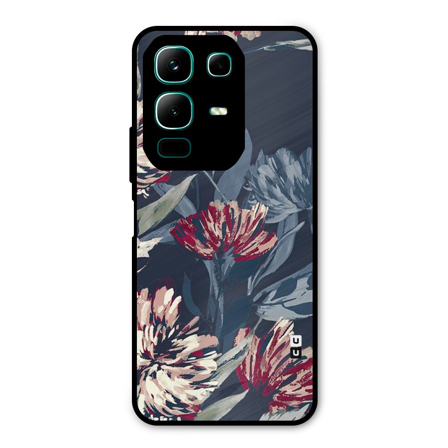 Red Rugged Floral Pattern Metal Back Case for Infinix Note 50x