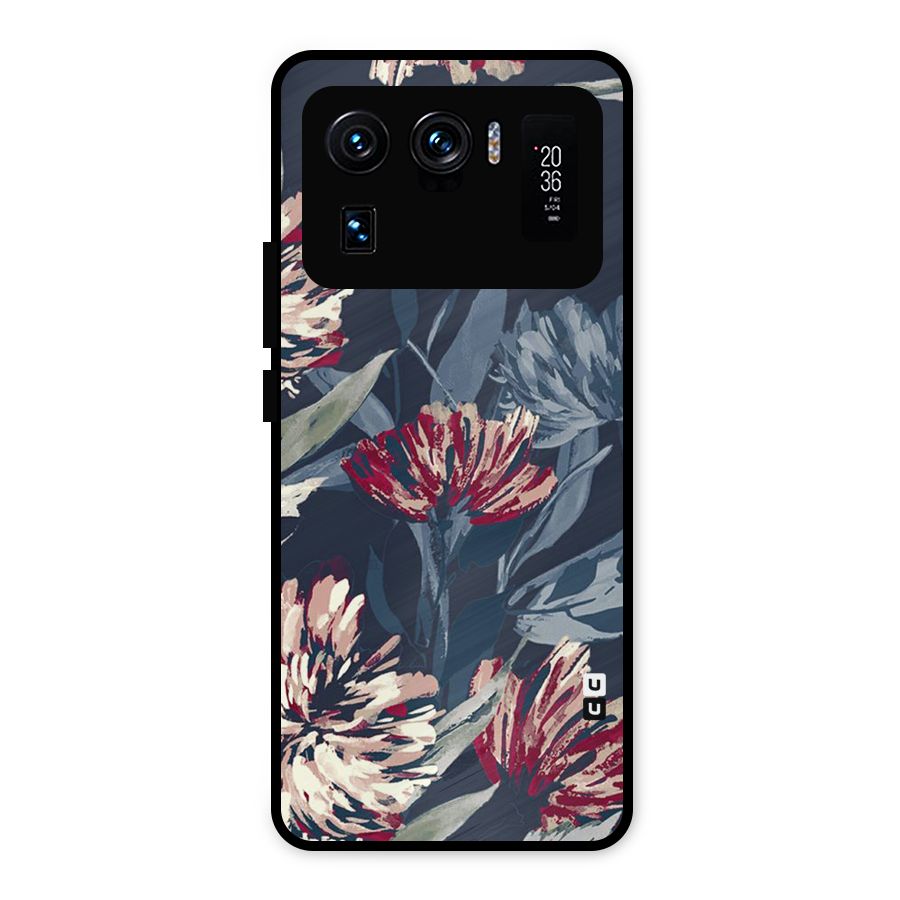Red Rugged Floral Pattern Metal Back Case for Mi 11 Ultra