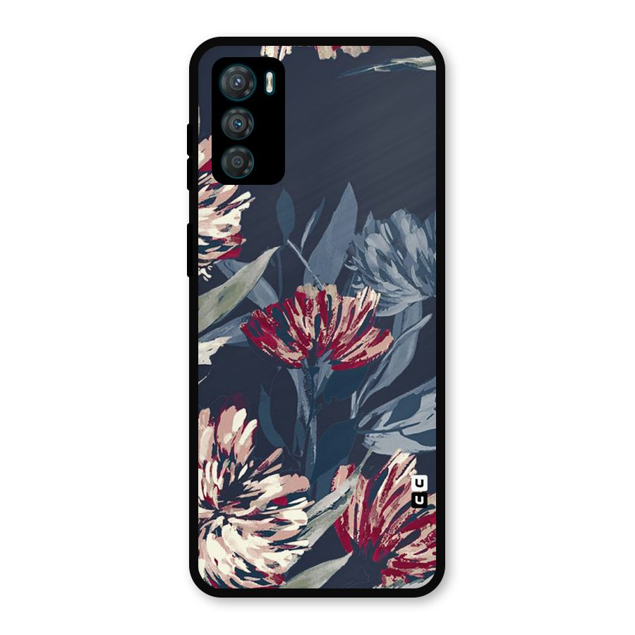 Red Rugged Floral Pattern Metal Back Case for Moto G42