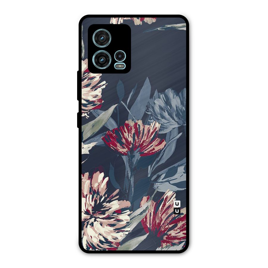 Red Rugged Floral Pattern Metal Back Case for Moto G72