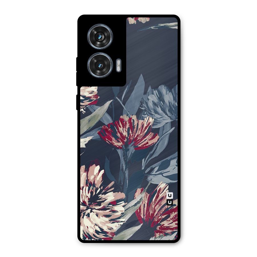 Red Rugged Floral Pattern Metal Back Case for Motorola G96