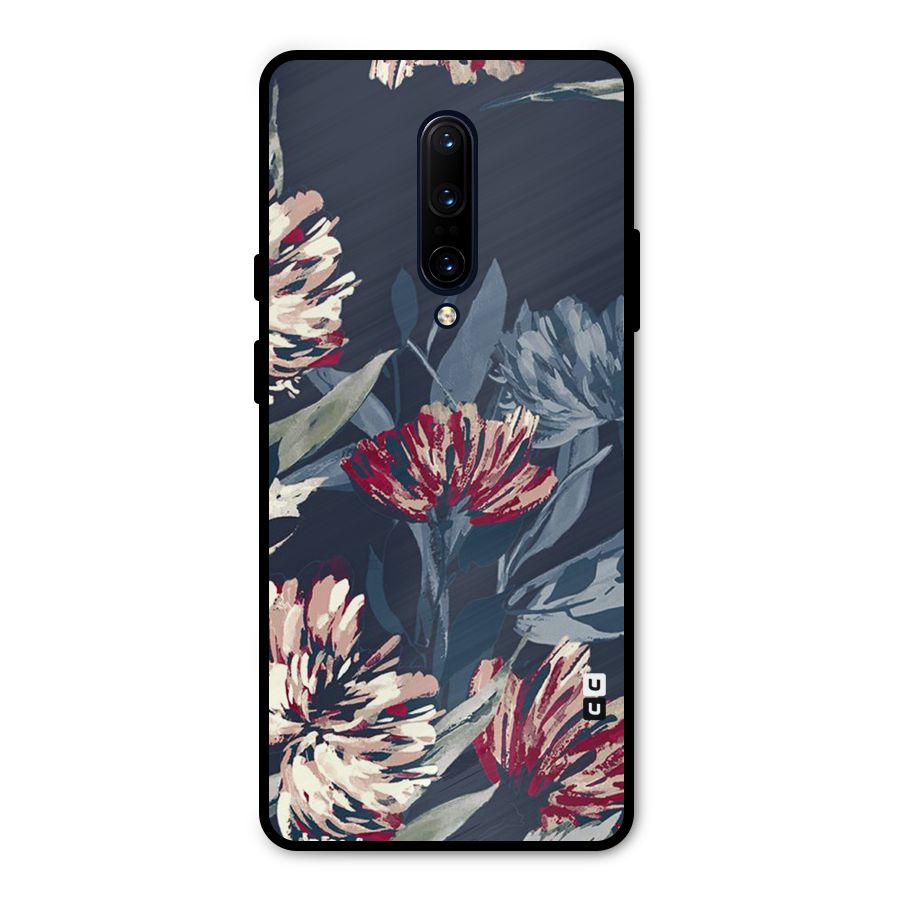 Red Rugged Floral Pattern Metal Back Case for OnePlus 7 Pro