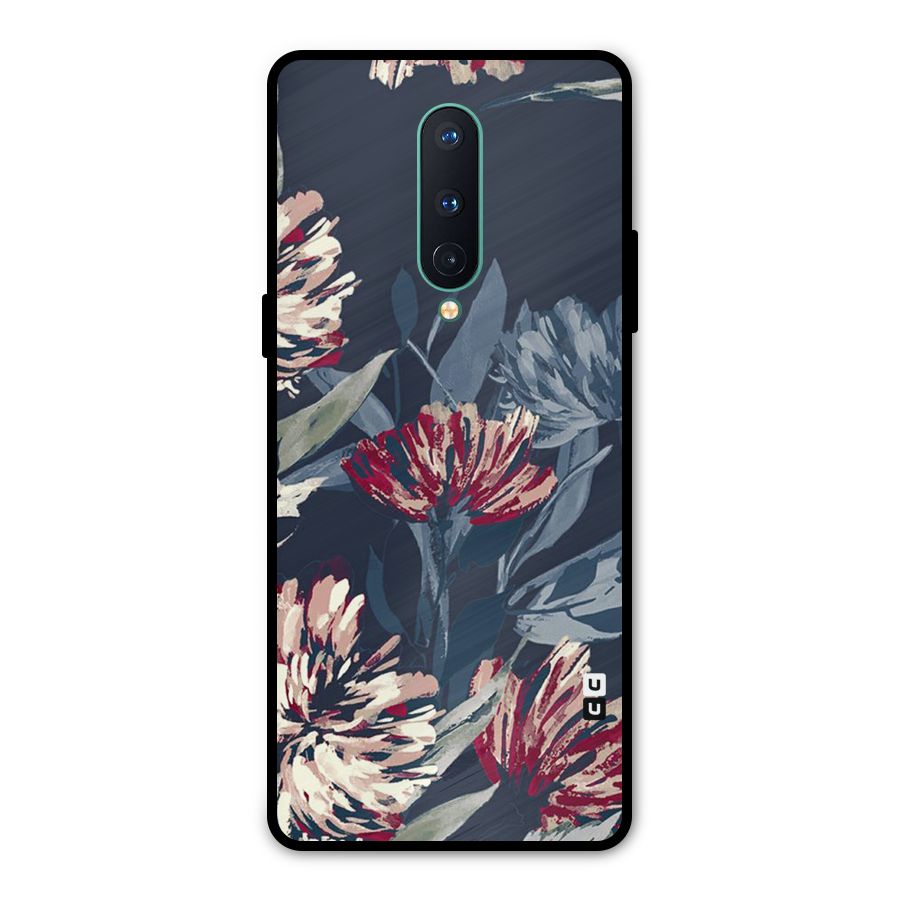 Red Rugged Floral Pattern Metal Back Case for OnePlus 8