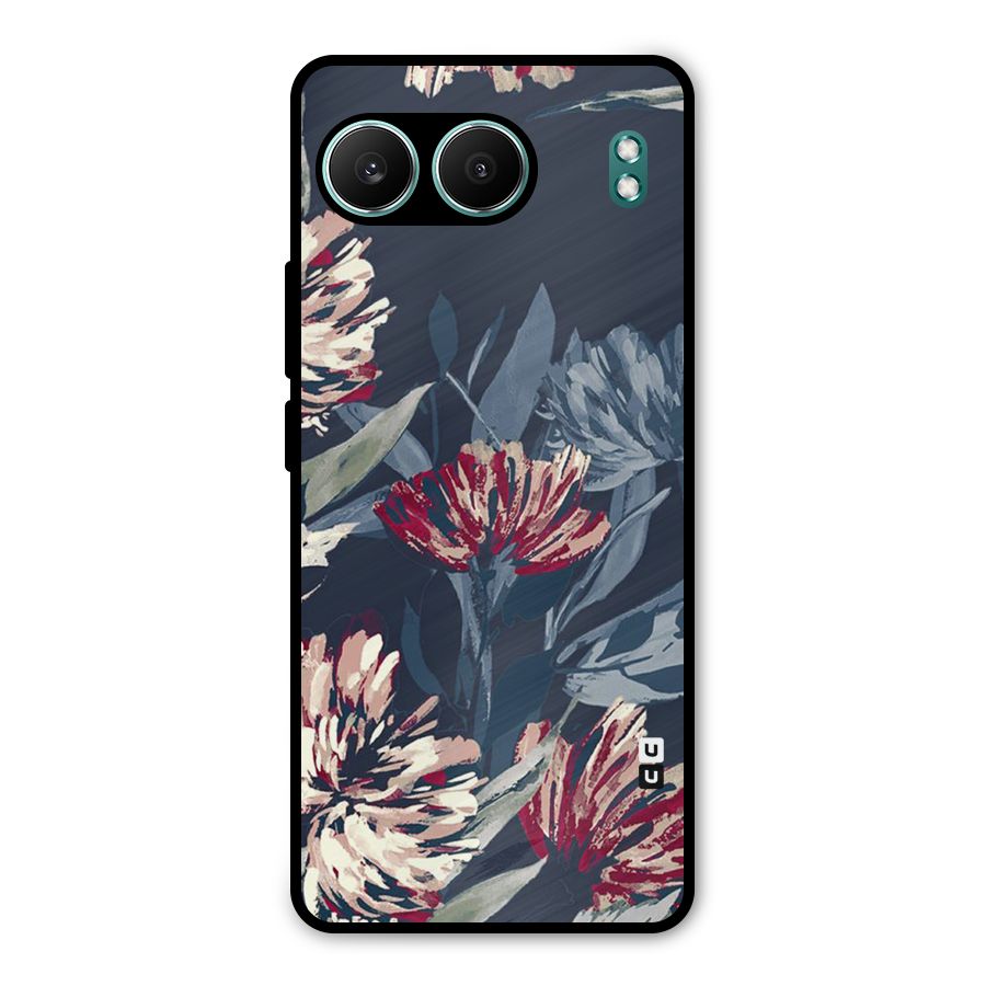 Red Rugged Floral Pattern Metal Back Case for OnePlus Nord 4