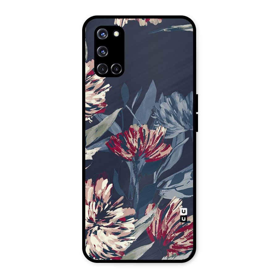 Red Rugged Floral Pattern Metal Back Case for Oppo A52