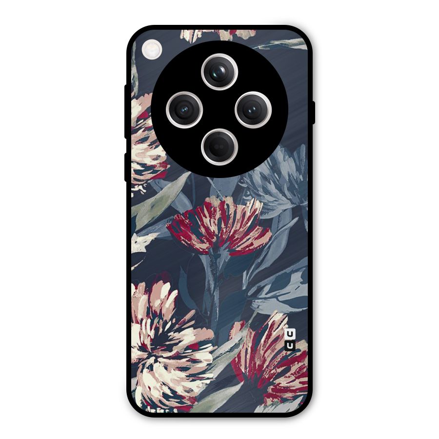 Red Rugged Floral Pattern Metal Back Case for Oppo Find X8