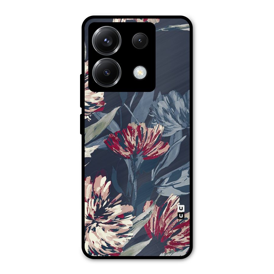 Red Rugged Floral Pattern Metal Back Case for Poco X6
