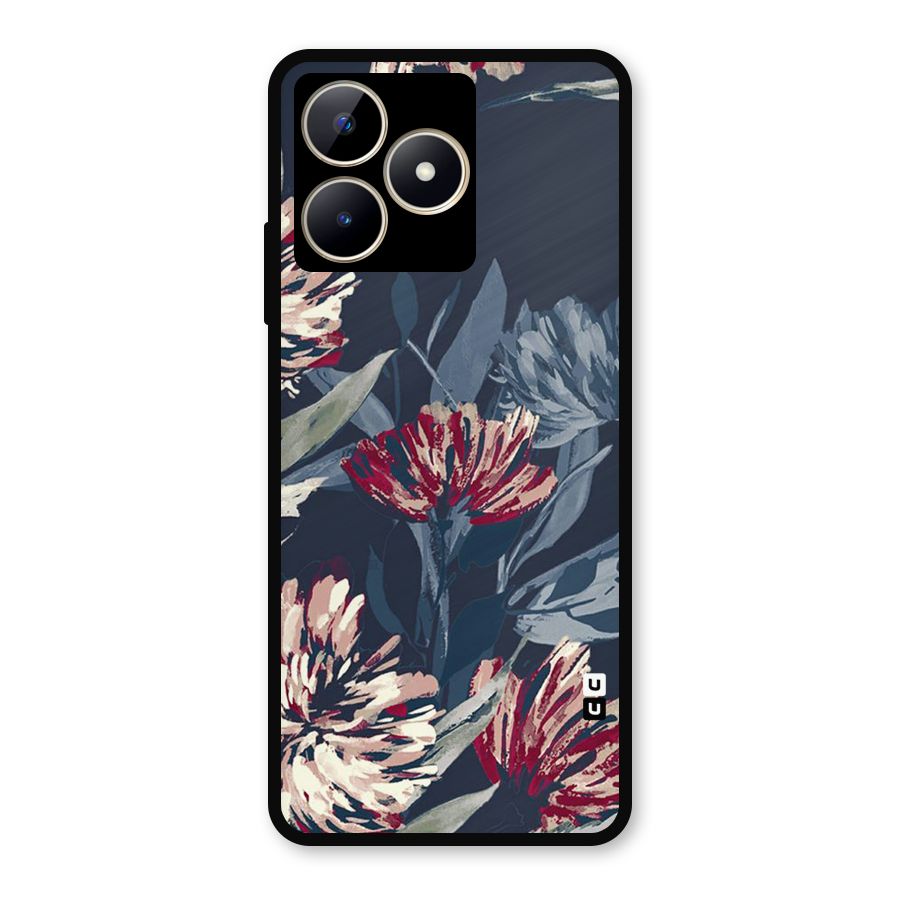 Red Rugged Floral Pattern Metal Back Case for Realme C53