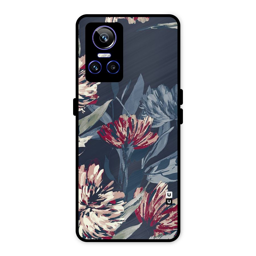 Red Rugged Floral Pattern Metal Back Case for Realme GT Neo 3