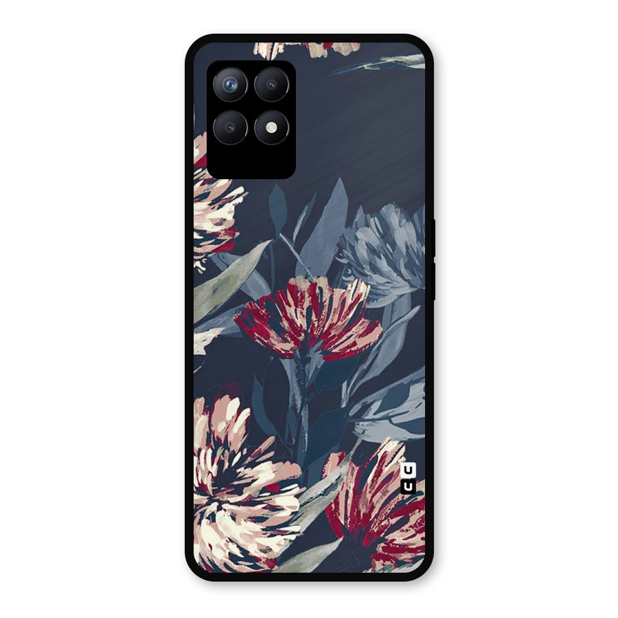 Red Rugged Floral Pattern Metal Back Case for Realme Narzo 50