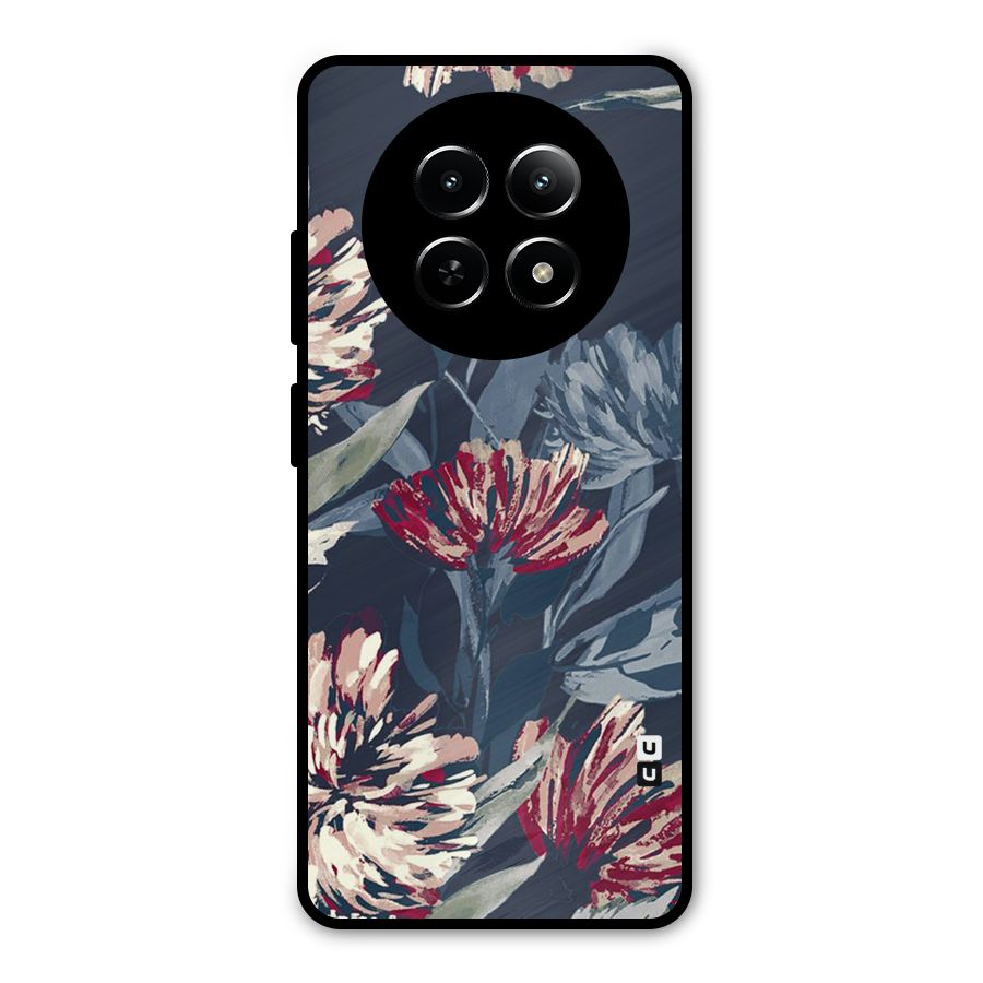 Red Rugged Floral Pattern Metal Back Case for Realme Narzo N65