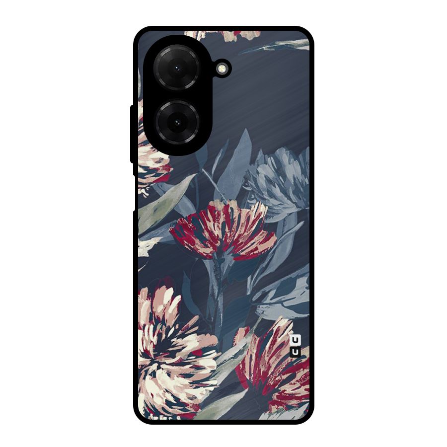 Red Rugged Floral Pattern Metal Back Case for Redmi A5 4G