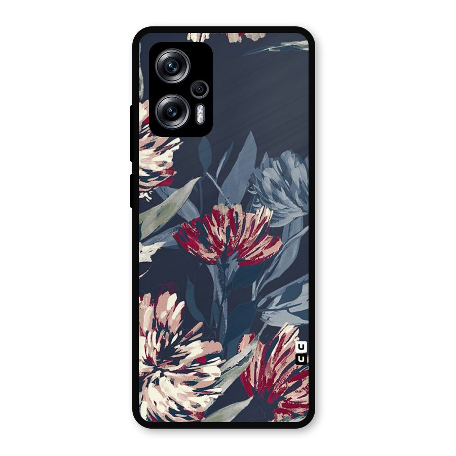 Red Rugged Floral Pattern Metal Back Case for Redmi K50i