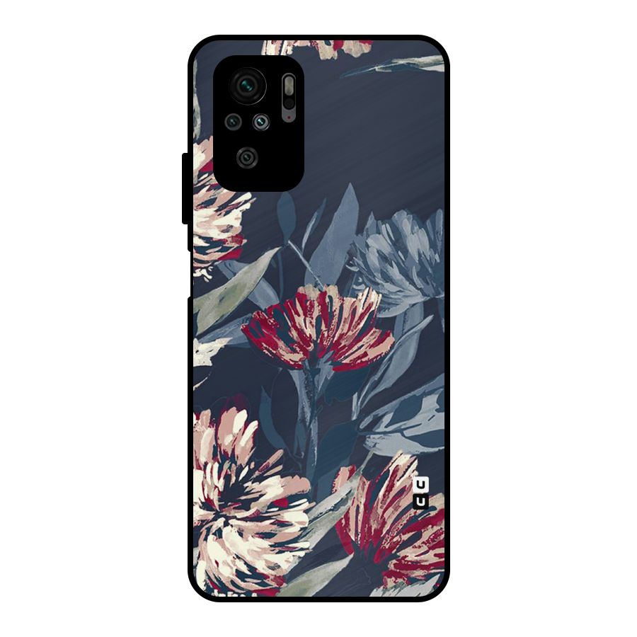 Red Rugged Floral Pattern Metal Back Case for Redmi Note 10S