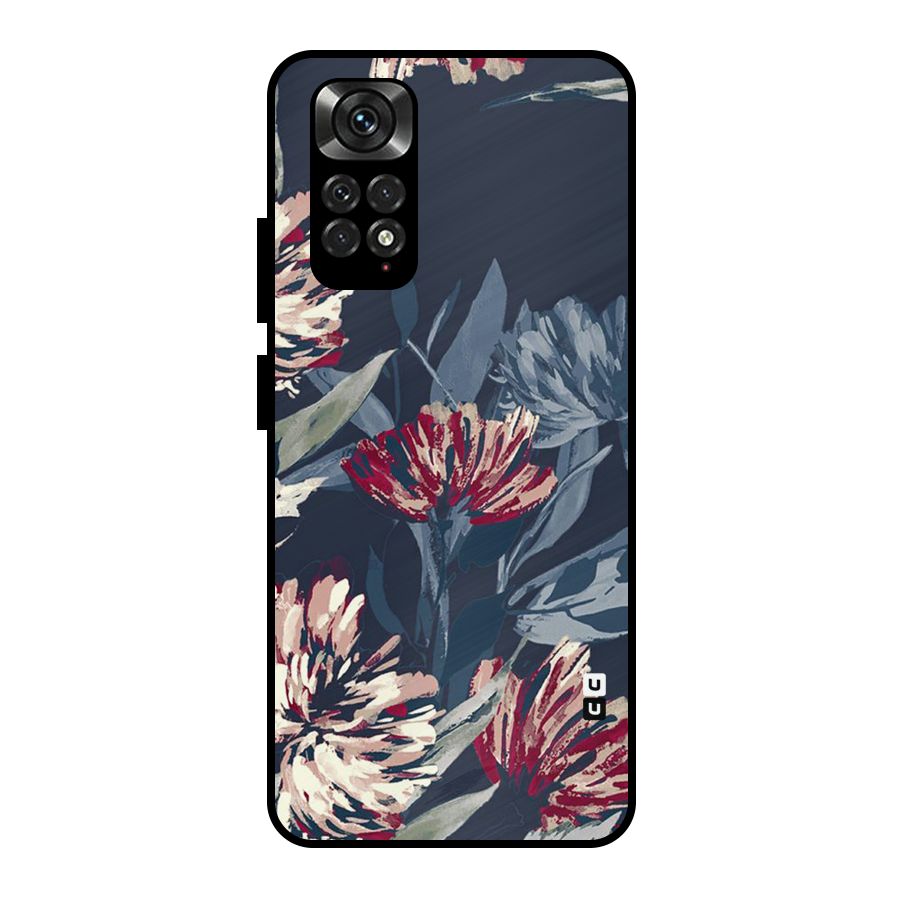 Red Rugged Floral Pattern Metal Back Case for Redmi Note 11 Pro Plus 5G