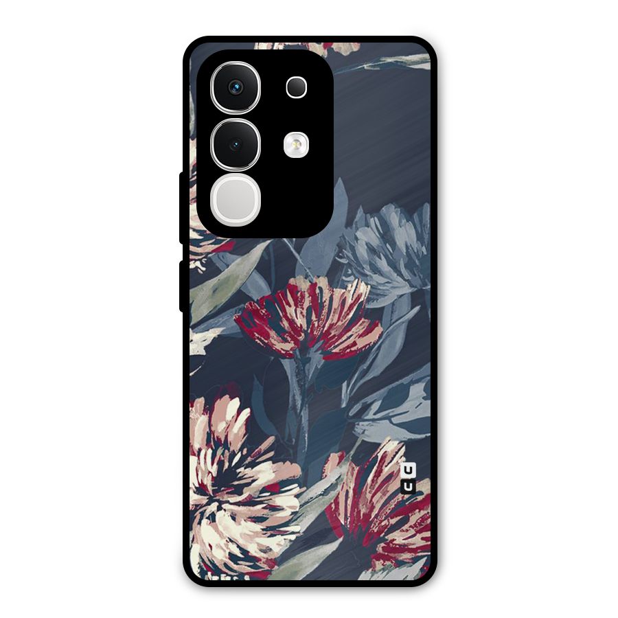 Red Rugged Floral Pattern Metal Back Case for Vivo T4x