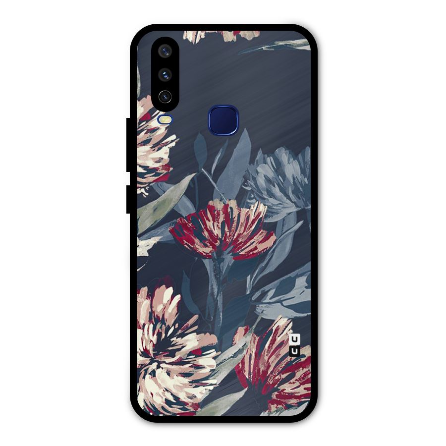 Red Rugged Floral Pattern Metal Back Case for Vivo V17