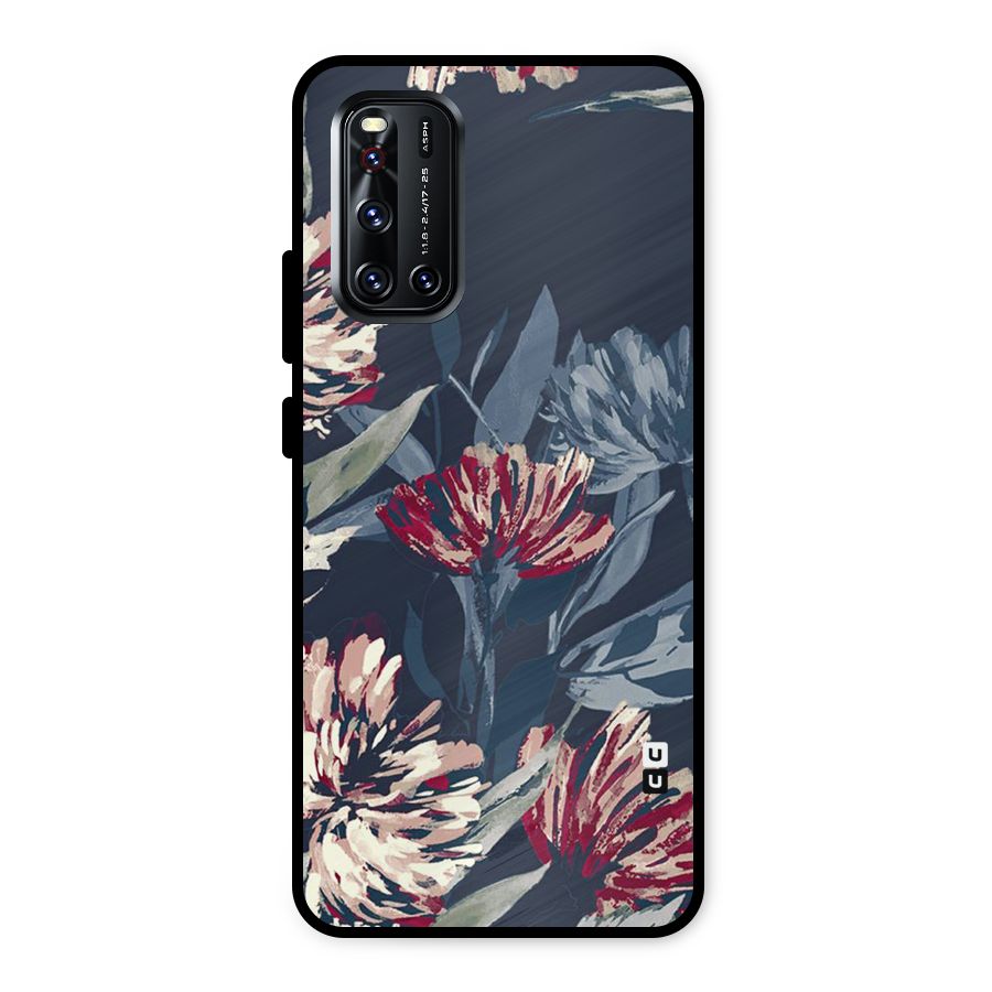 Red Rugged Floral Pattern Metal Back Case for Vivo V19
