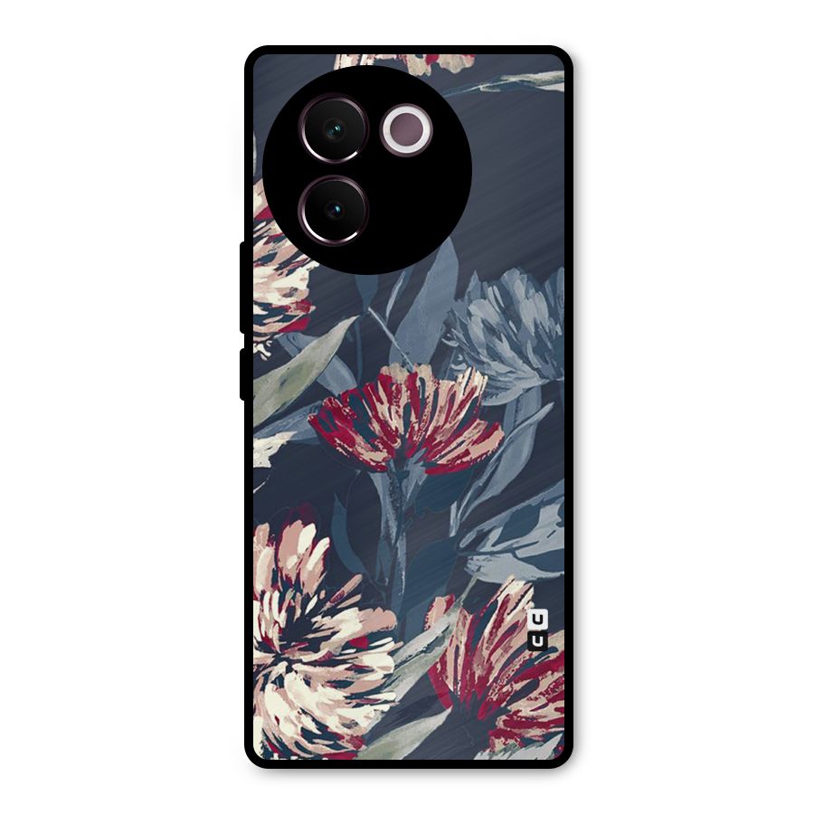 Red Rugged Floral Pattern Metal Back Case for Vivo V30e
