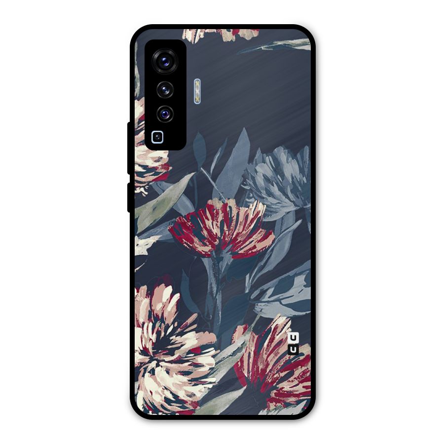 Red Rugged Floral Pattern Metal Back Case for Vivo X50