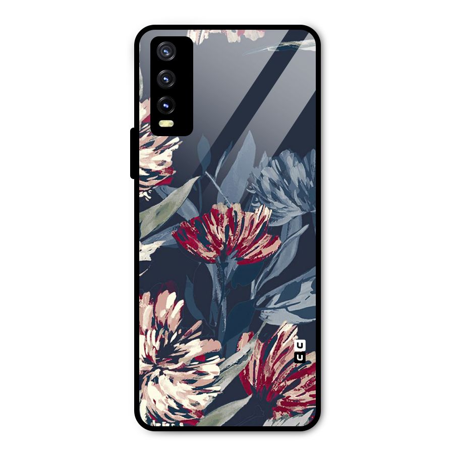 Red Rugged Floral Pattern Metal Back Case for Vivo Y20