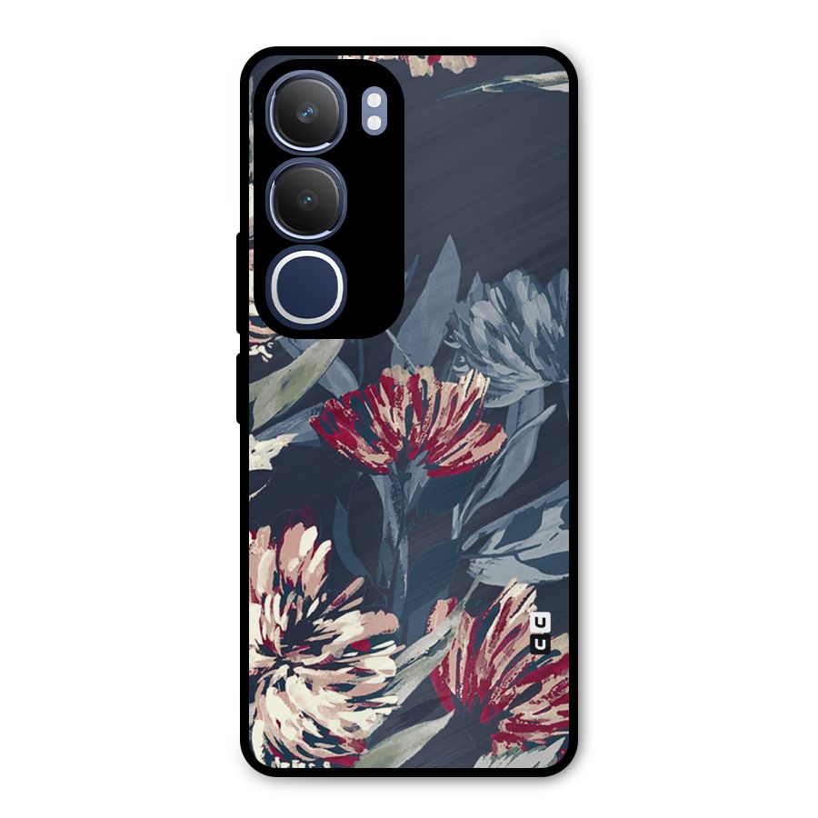 Red Rugged Floral Pattern Metal Back Case for Vivo Y29