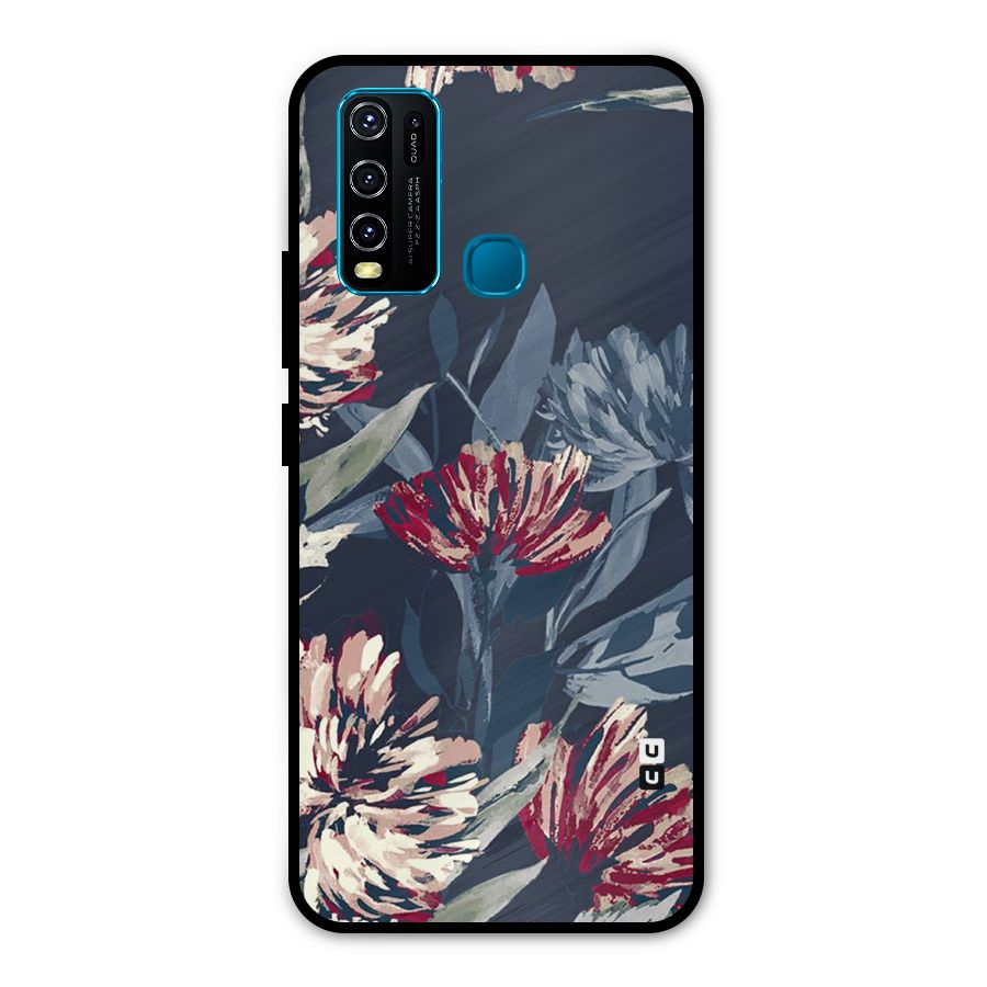 Red Rugged Floral Pattern Metal Back Case for Vivo Y30
