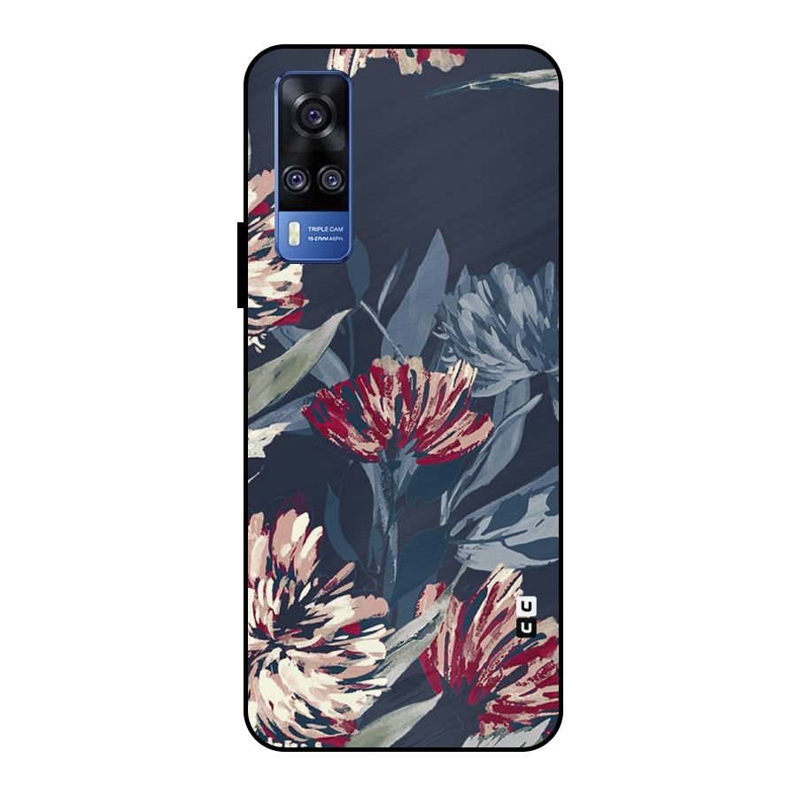 Red Rugged Floral Pattern Metal Back Case for Vivo Y51