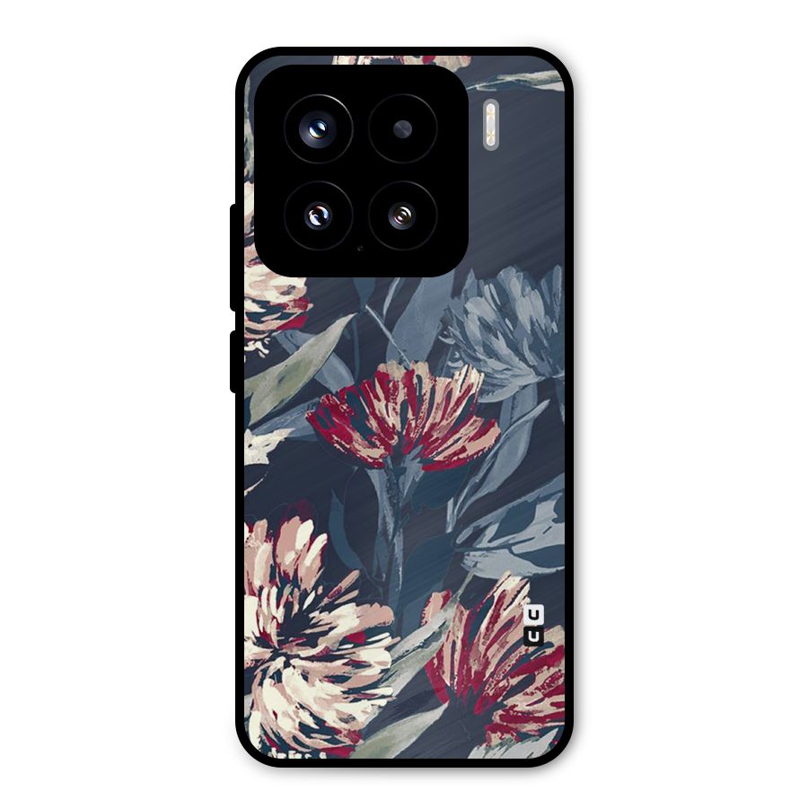 Red Rugged Floral Pattern Metal Back Case for Xiaomi 15