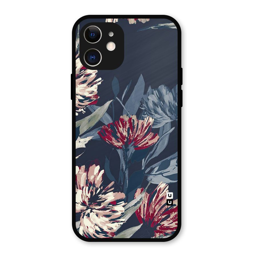 Red Rugged Floral Pattern Metal Back Case for iPhone 12