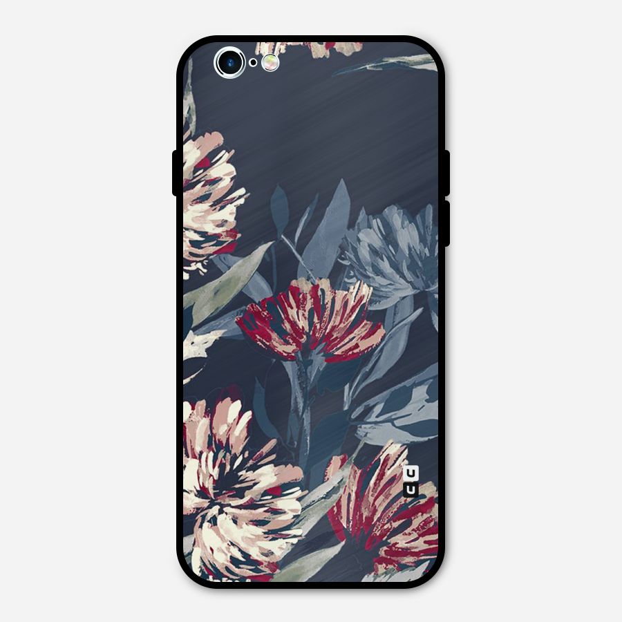 Red Rugged Floral Pattern Metal Back Case for iPhone 6 6s